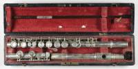Silver 1867 patent flute, no trill keys, with silver keywork, signed 